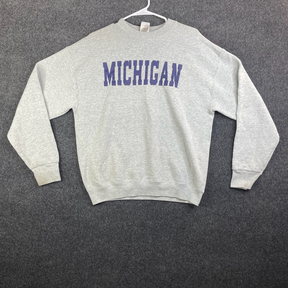 Fruit of the Loom Michigan Wolverines Sweatshirt Men's Large Grey